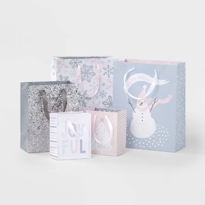 5ct Blushing Silver Gift Bags - Wondershop™