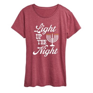 Women's - Instant Message - Light Up The Night Menora Short Sleeve Graphic T-Shirt - 1 of 4
