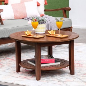 Sopra Wood Patio Coffee Table - Cambridge Casual: Weather-Resistant Mahogany with Shelf, 250lb Capacity - 1 of 4