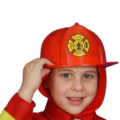 Child Fire Fighter Man Chief Firefighter Fireman Red Plastic Helmet Costume  Hat