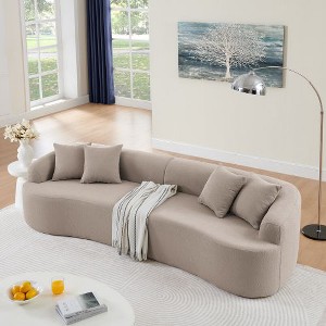 Kumasinova Modern Minimalist Lazy Sofa, Lamb's Wool Fabric Curved Modular Sectional Sofa, No Assembly, High-Density Foam, Couch for Living Room - 1 of 4