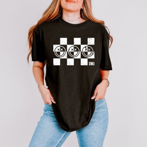 Simply Sage Market S.W.Smiley Checkered X Face Garment Dyed Tee - 1 of 4