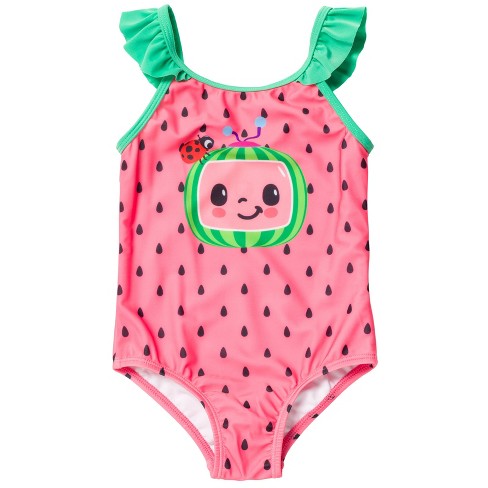 CoComelon Infant Baby Girls One Piece Bathing Suit Red 18 Months