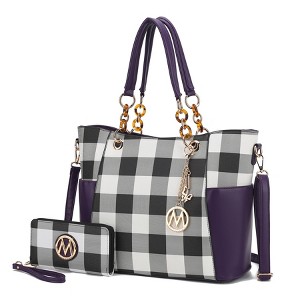 MKF Collection Bonita Checker Tote & Wallet Set - Stylish Vegan Leather Bag by Mia K - 1 of 4