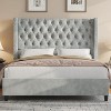 Bed Frame with Deep Button Tufted and Velvet Wingback Headboard,No Box Spring Needed - 2 of 4