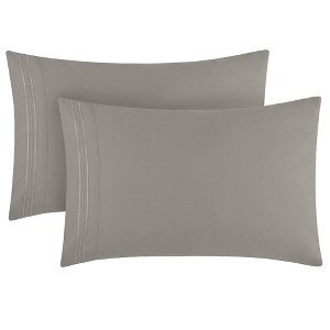 Mellanni 1800 Pillowcase Set 2 pc Set of 2 King Size Taupe - 1 of 4