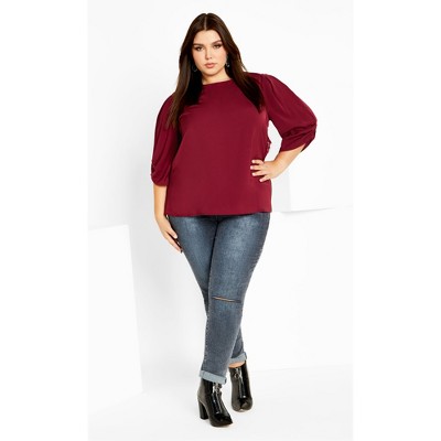 City Chic | Women's Plus Size Emery Top - Ruby - 12 Plus : Target