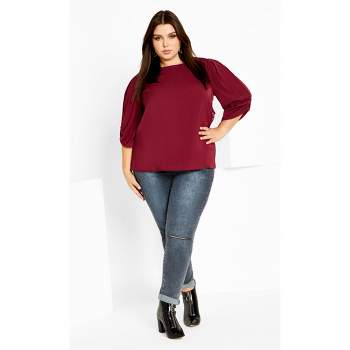 Women's Plus Size Emery Top - ruby | CITY CHIC