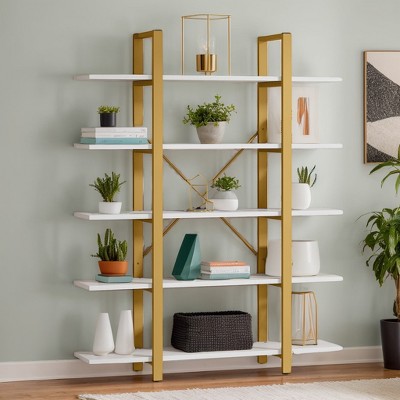 Hommoo 72" Tall 5-Tier Vintage Industrial Bookshelf