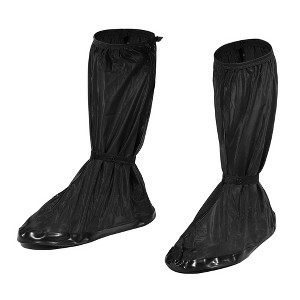 Unique Bargains Waterproof Non-Slip Reusable Rain Shoes Covers Black Size 3XL 1 Pair - 1 of 4