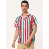 Lars Amadeus Men's Short Sleeve Button Down Summer Beach Vertical Striped Shirts - 3 of 4