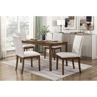 NicBex 55.5" Dining Table Set for 4 Brown Finish Rectangular Wooden Dining Table with 4 Chairs for Kitchen