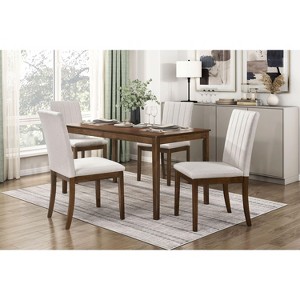 NicBex 55.5" Dining Table Set for 4 Brown Finish Rectangular Wooden Dining Table with 4 Chairs for Kitchen - 1 of 4