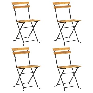 vidaXL Outdoor Bistro Chairs, Set of 4, Foldable Space Saving Design, Crafted from Acacia, Strong Steel Frame, Unique Grains for Every Chair - 1 of 4