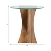 Modern Acacia Wood & Glass Accent Table Contemporary Side Table for Living Room, Bedroom, Home & Office 21" Brown - 4 of 4