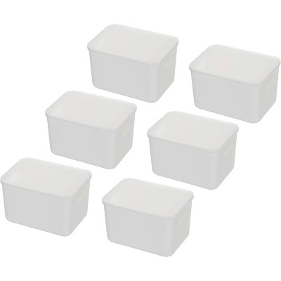 YBM Home Stackable Plastic Storage Bin with Lid, Pack of 6
