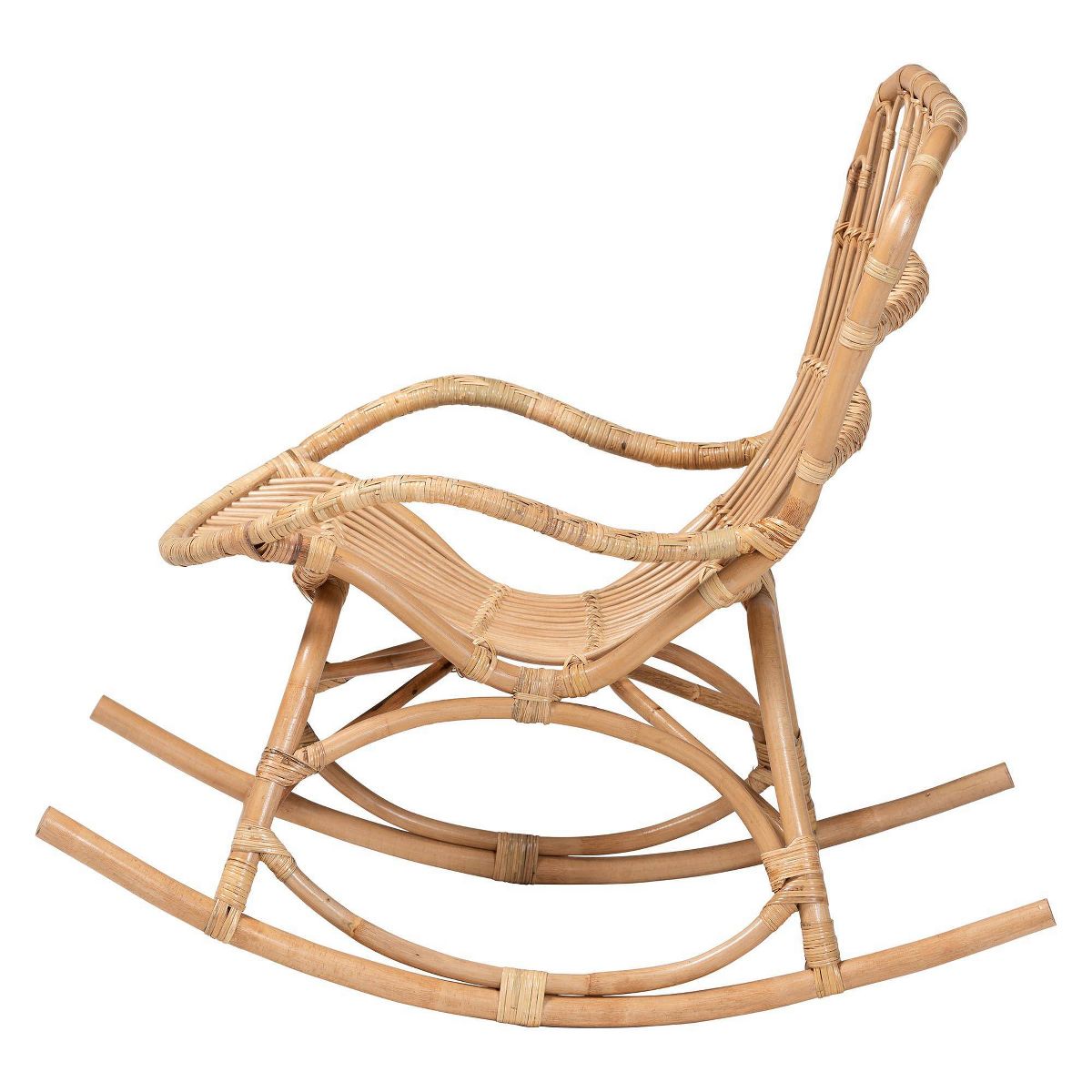 bali & pari Mahin Natural Rattan Rocking Chair Accent Rocker with Curved Armrests Brown - thumbnail 3