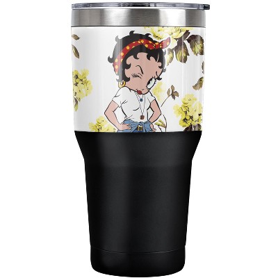 Betty Boop Yellow Flowers Steel Tumbler 30oz Coffee Travel Mug