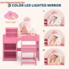 Girls Vanity w/Lights 2 in 1 Princess Makeup Vanity Desk Toddler Vanity Table & Chair Set w/ Open Bookshelf Storage Cabinet - 4 of 4