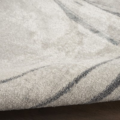 Silver Blue Abstract Synthetic Rectangular Washable Area Rug 8' x 10'