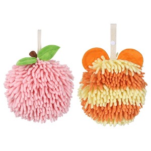 REGALWOVEN 2 Pcs Cute Soft Absorbent Chenille Ball Fuzzy Hand Towel - 1 of 4