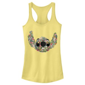 Juniors Womens Lilo & Stitch Tropical Flower Big Face Racerback Tank Top - 1 of 4