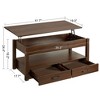 Hausource 41.7" Lift Top Coffee Table with Hidden Storage, 2 Drawers & Open Shelf - 3 of 4