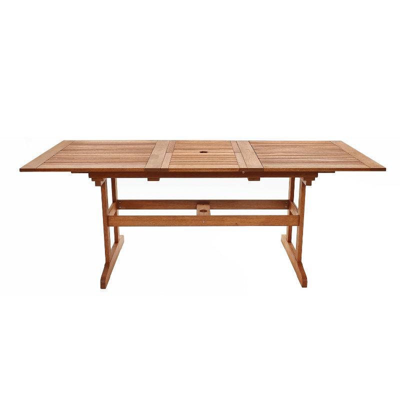 LuxenHome Carmel Solid Wood Extendable Outdoor Dining Table Brown, 2 of 13