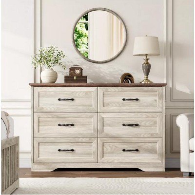Nasitip Farmhouse Drawers Dresser ,Chest of Drawers,Wooden Dresser,Storage Organizer Dresser for Bedroom,Living Room