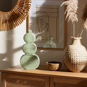 Sagebrook Home Stacked Circle Ceramic Vase - Contemporary Creative Abstract Vase for Home or Office Decorative - 1 of 4