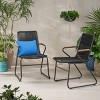 Set of 2 Rope Weave Outdoor Club Chairs,Modern Iron Frame Patio Chair with Woven Design,Club Chair for Garden or Balcony-Cuddlewood - 2 of 4