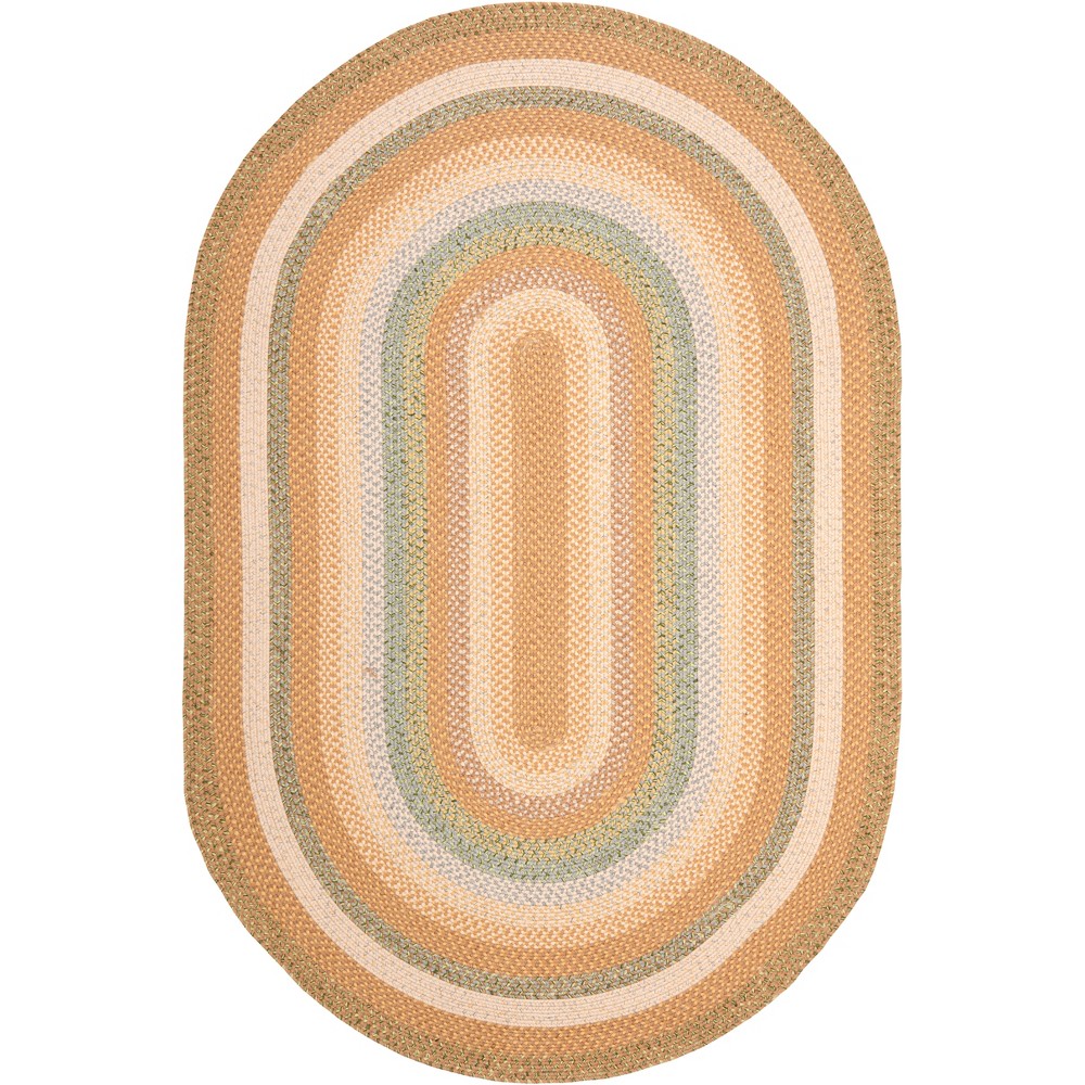 5'x8' Stripe Woven Oval Area Rug Tan - Safavieh