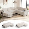 Dyonery sofa, with a pull-out bed, 5-seat sofa, adjustable backrest, storage space, small table and cup holder, tool-free assembly - 3 of 4