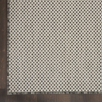 Ivory Charcoal Geometric Square Synthetic Area Rug 8'x8'