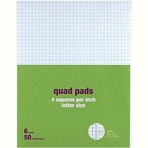 MyOfficeInnovations Graph Pads 8.5" x 11" Graph White 50 Sh./Pad 6 Pads/PK 412593 - 1 of 4