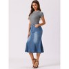 Allegra K Women's Fishtail Washed Midi Jean Bodycon Skirt - 4 of 4