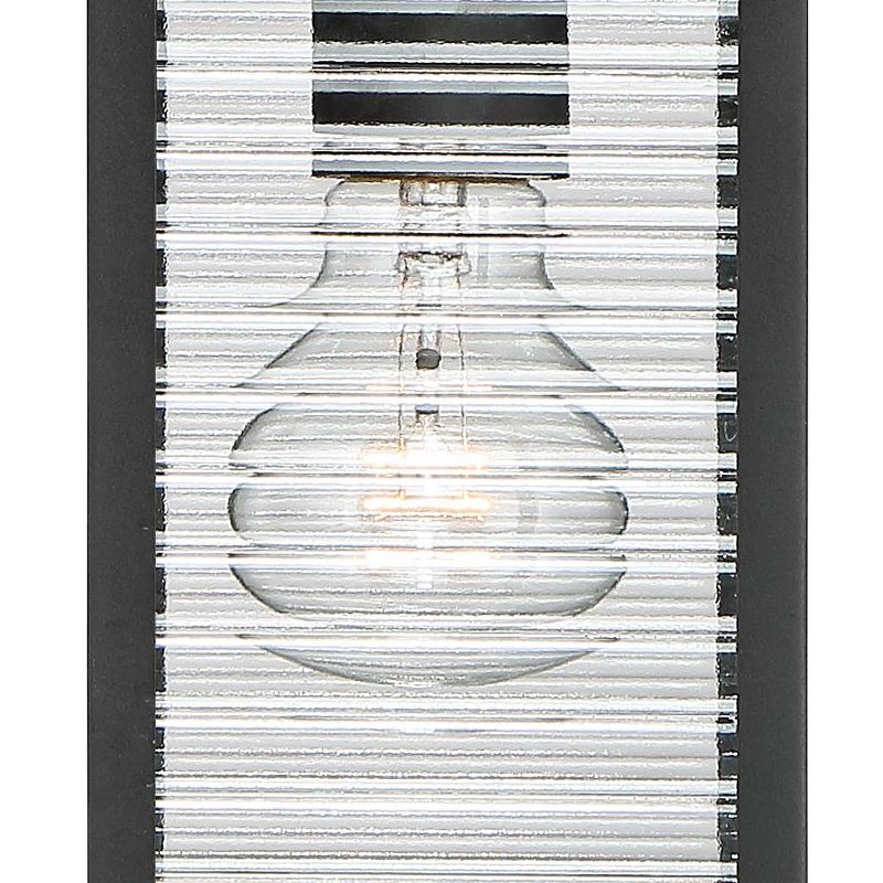 John Timberland Cameron Mission Outdoor Wall Light Fixture Textured Black Motion Sensor Dusk to Dawn 13 3/4" Clear Stripped Glass for Post Exterior, 3 of 9