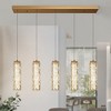 LNC Latreia 5-Lights 39.3" Luxury and Glam Linear Integrated LED Glass Kitchen Island Pendant  Lights, Gold with Glass - 2 of 4