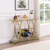 Vynxaria Bar Serving Carts, Golden 3-Tier Wine Rack Cart with Glass Shelves - 2 of 4