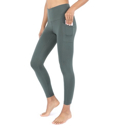 Yogalicious High Rise Squat Proof Criss Cross Ankle Leggings - Trekking  Green - Small : Target