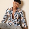 Campus Sutra Men Men's Prussian Blue & Sienna Brown Foliage Strokes Shirt - 2 of 3