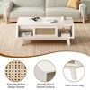 Sapphtopaz Modern Coffee Table with Rattan Drawer & Storage Space Rectangle Wood Living Room End Table with Wood Leg Coffee Bar for Living Room - 4 of 4