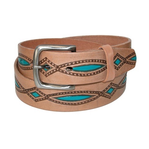 Men's Leather Fish Embossed Bridle Belt 