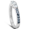 Pompeii3 1/2 Ct Blue & White Diamond Three Stone Engagement Anniversary Ring White Gold - 2 of 4
