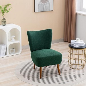 Modern Upholstered Corner Side Chair, Armless Accent Chair, Rubber Wooden Legs, for Living Room, Bedroom - 1 of 4