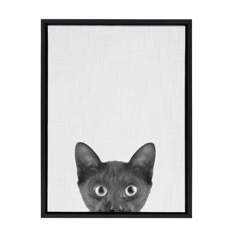 Kate &#38; Laurel All Things Decor 18&#34;x24&#34; Sylvie Black Kitten Framed Canvas Wall Art by Simon Te of Tai Prints Black Cute Cat Portrait, 1 of 6