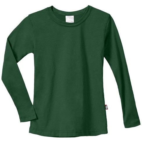 City Threads USA-Made Girls Soft Cotton Jersey Long Sleeve Tee | Forest  Green - 8Y
