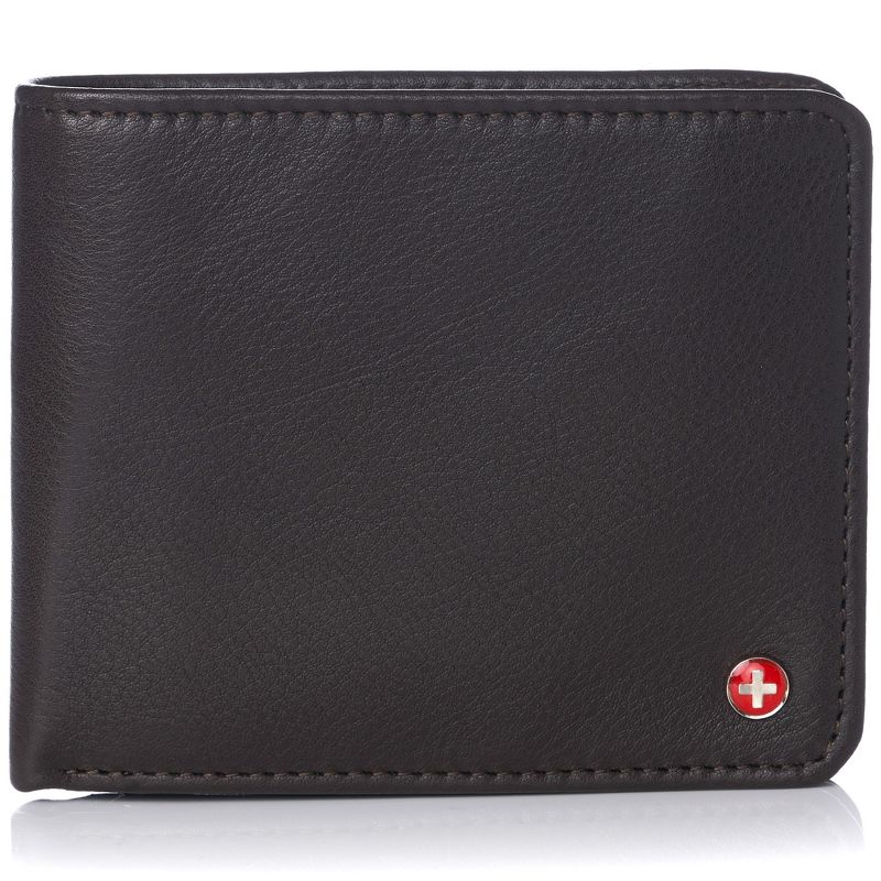 Alpine Swiss RFID Protected Men’s Max Coin Pocket Bifold Wallet with Divided Bill Section Comes in a Gift Box, 1 of 6