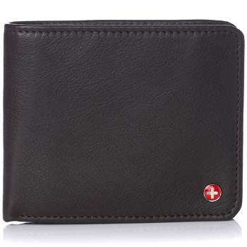 Alpine Swiss RFID Protected Men’s Max Coin Pocket Bifold Wallet with Divided Bill Section Comes in a Gift Box