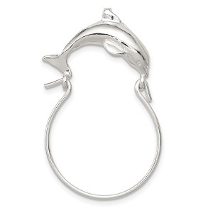 Black Bow Jewelry Sterling Silver Dolphin Charm Holder Pendant - 1 of 4
